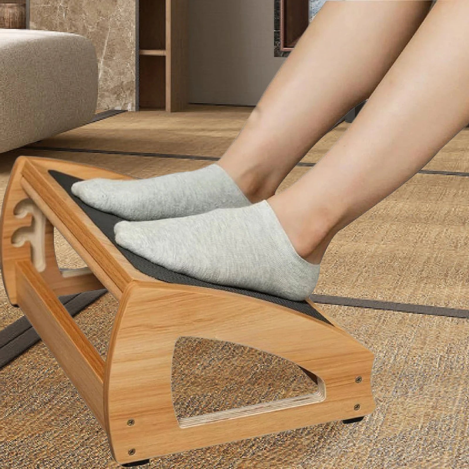Under Desk Footrest Foot Support Ergonomic Feet Stand Desk Step Stool Desk Leg Rest Wood Foot Rest for Car Gaming Bedroom Office