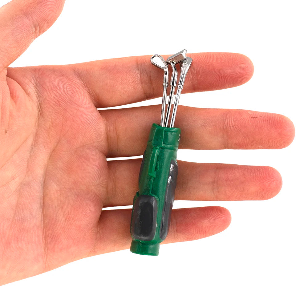1/12 Dollhouse Miniature Accessories Mini Golf Clubs with Bag Model Toys for Doll House Decoration