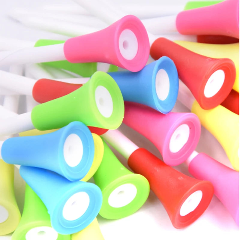 30PC 83mm Multi Color Plastic Golf Tees Durable Rubber Cushion Top Golf Tee hot sale