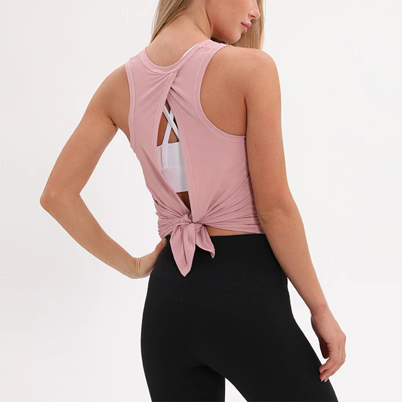 Loose Activewear Yoga Tank Top – Open Back Athletic Vest