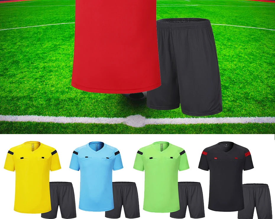 Soccer clothes referee uniform sets 0118 polyester Football referee Jersey adults men's Soccer Training set