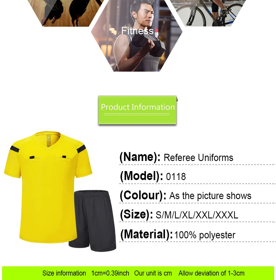 Soccer clothes referee uniform sets 0118 polyester Football referee Jersey adults men's Soccer Training set