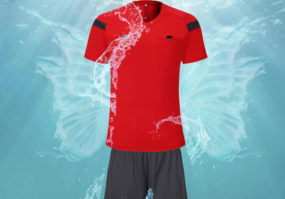 Soccer clothes referee uniform sets 0118 polyester Football referee Jersey adults men's Soccer Training set