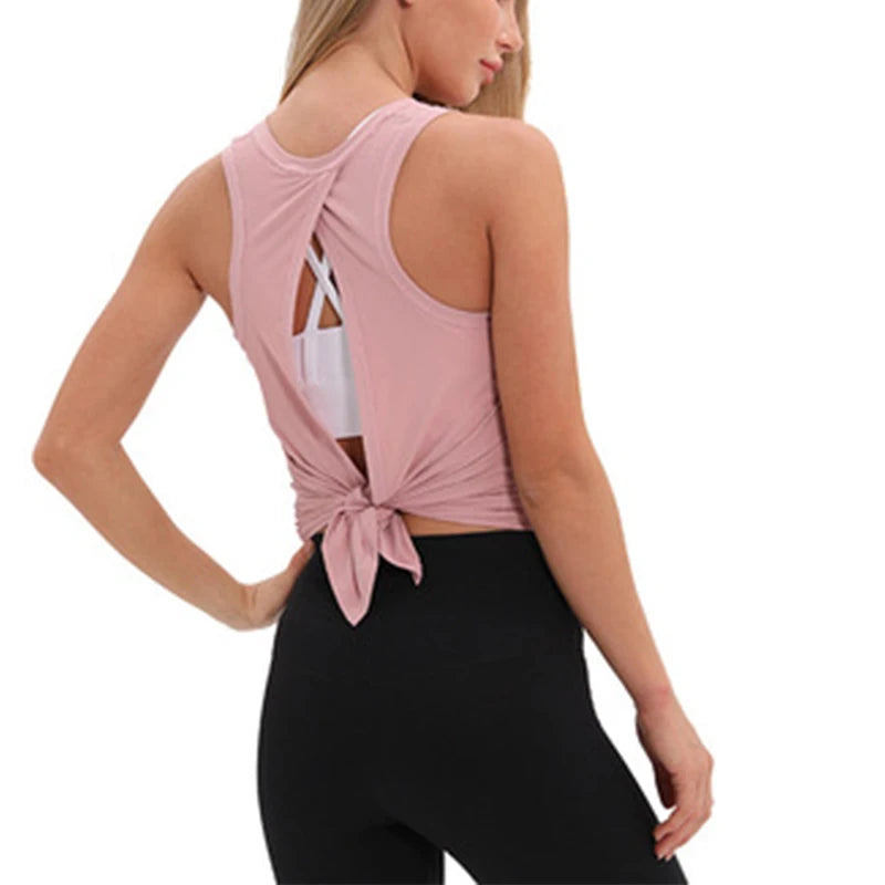 Loose Activewear Yoga Tank Top – Open Back Athletic Vest