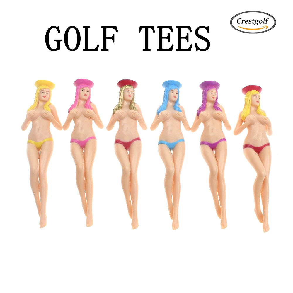 CRESTGOLF Style 6pcs/Pack Size 75mm(2.95inch) Sexy Bikini Lady Golf Tees Gift Newest Design Plastic Golf Tees Golf Accessories
