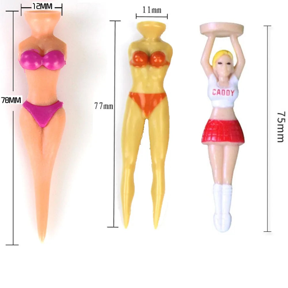 5pc Funny Golf Tees Lady Bikini Girl Golf Tees,78 mm Plastic Pin-up Golf Tees,Home Golf Tees for Golf Training, Golf Accessories