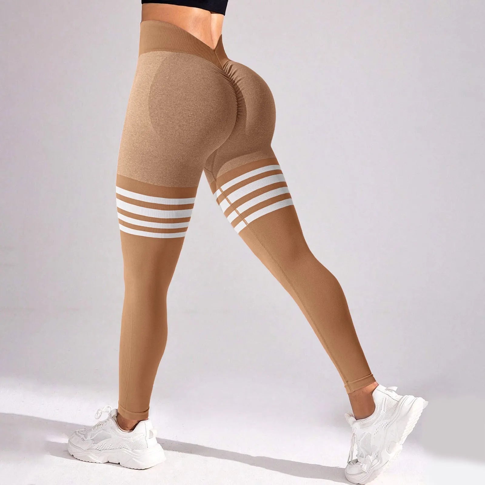 Women Pants Striped Outdoor Sports Leggings High Waisted Hip Lifting Yoga Clothing Quick Dry Running Exercise Fitness Pantyhose