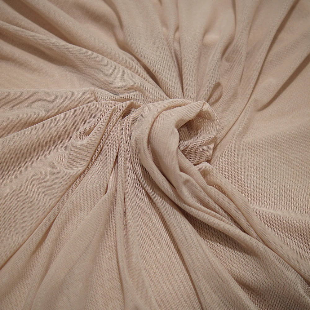 High-elastic Ultrafine Power mesh Net fabric Nude Flesh color 4 Way Stretch Spandex Mesh Underwear Stocking Yoga clothing fabric