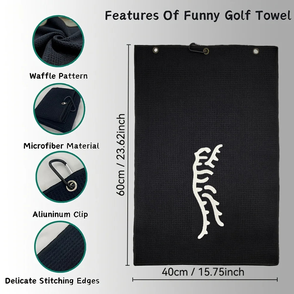 1pc Tiger Embroidered Golf Towel, Microfiber, Waffle Texture, Soft Material, with Carabiner, for Golf Bags and Accessories