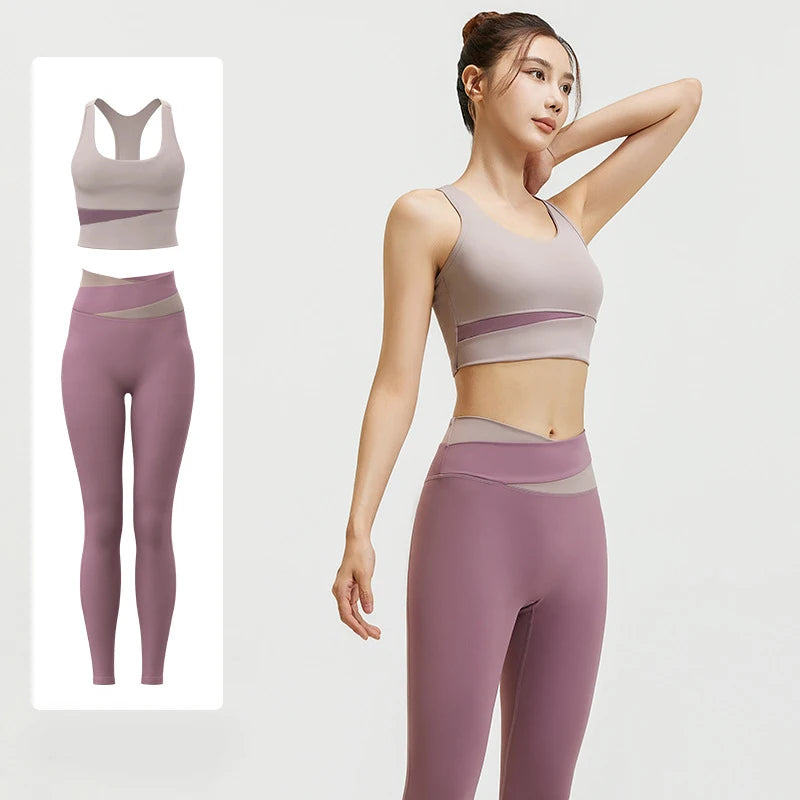 Yoga Set Women Clothing Sport Suit Sexy Sports Bra High Waist Sport Leggings Athletic 2 Piece Gym Set Workout Outfits Sportswear