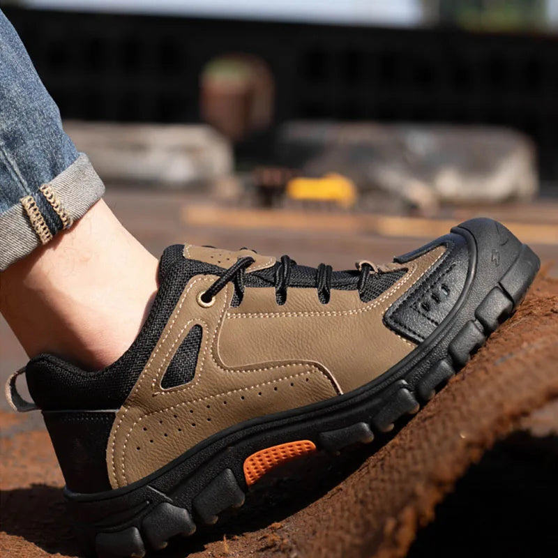 Anti Smashing Safety Shoe Comfortable Mesh Fabric Workshoes Not Stuffy Feet Sportshoe Microfiber Leather Protective Shoes