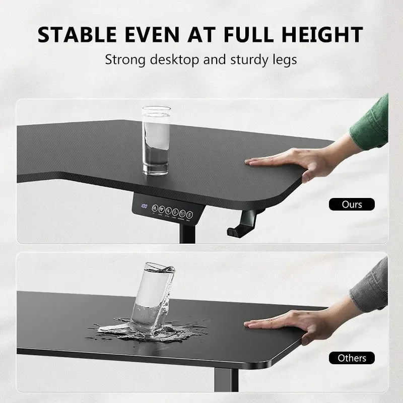 Electric L Shaped Standing Desk, Height Adjustable, Single Motor Corner Sit Stand Up Desk with Splice Board, White/Black