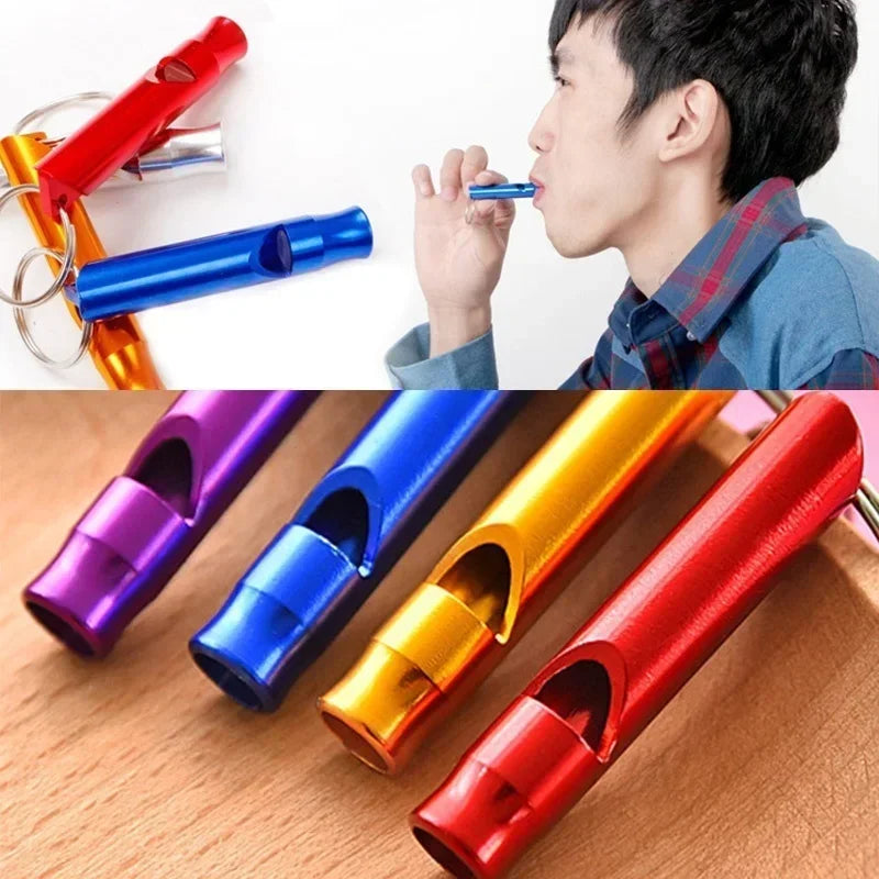 4 Pieces/set of Aluminum Sports Safety Whistle Alloy Small Whistle Keychain Outdoor Survival Camping Emergency