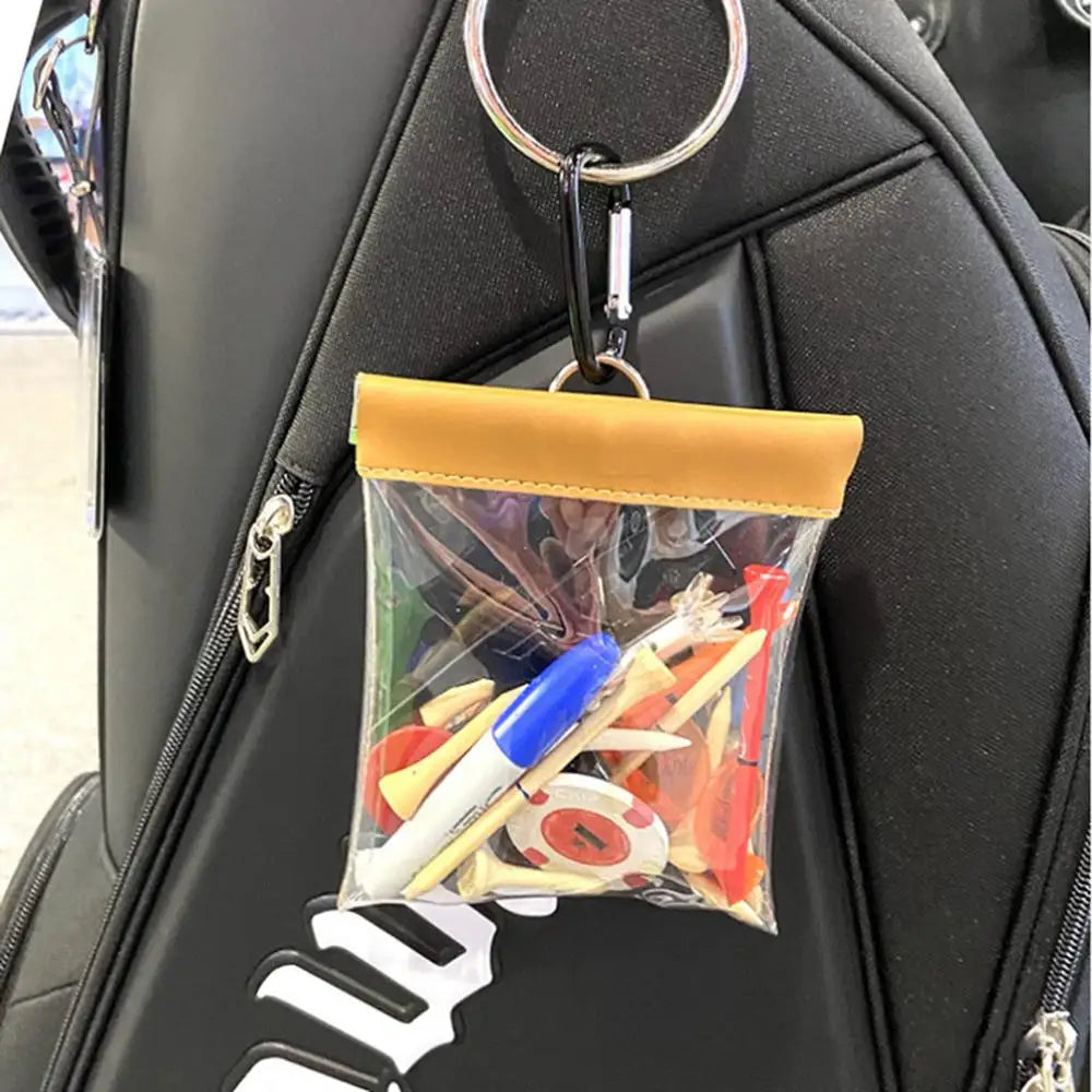 Golf Tees Pouch Golf Ball Bag With Clip Golf Tees Holder Transparent Storage Bags Outdoor Sports Golf Supplies Accessories