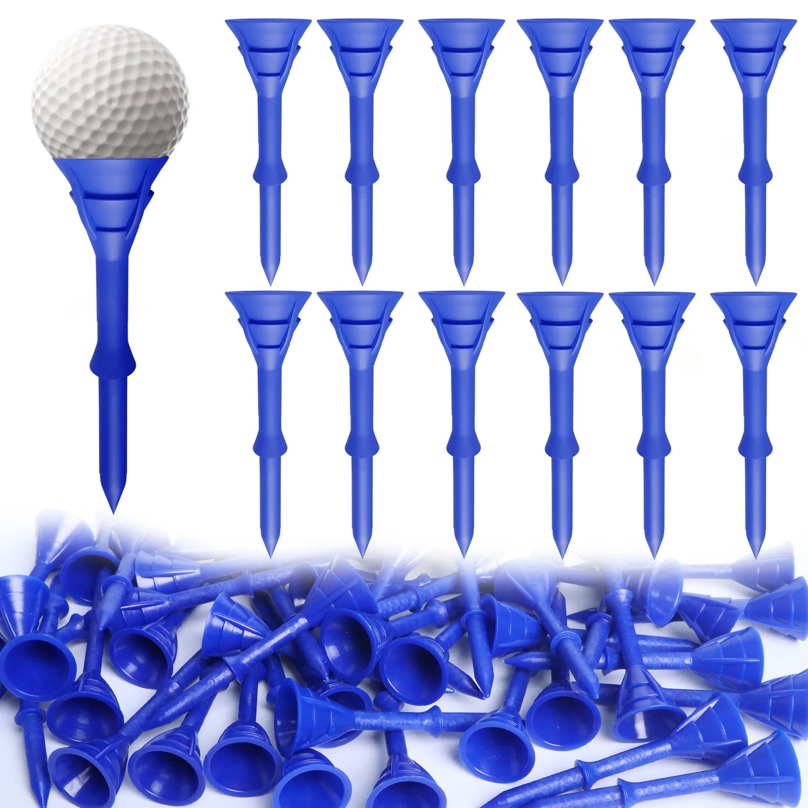 Golf Tees Plastic 3 1/4 inch Upgrade Bulk 50 Pack Reduce Friction Side Spin Durable Stable 83mm Long Tee for Golfer Practice