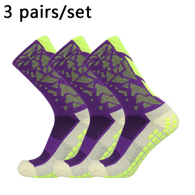 3 pairs New 2024 Men Women Camouflage Arrow Soccer Socks Breathable Sports Silicone Anti Slip Grip Football Socks