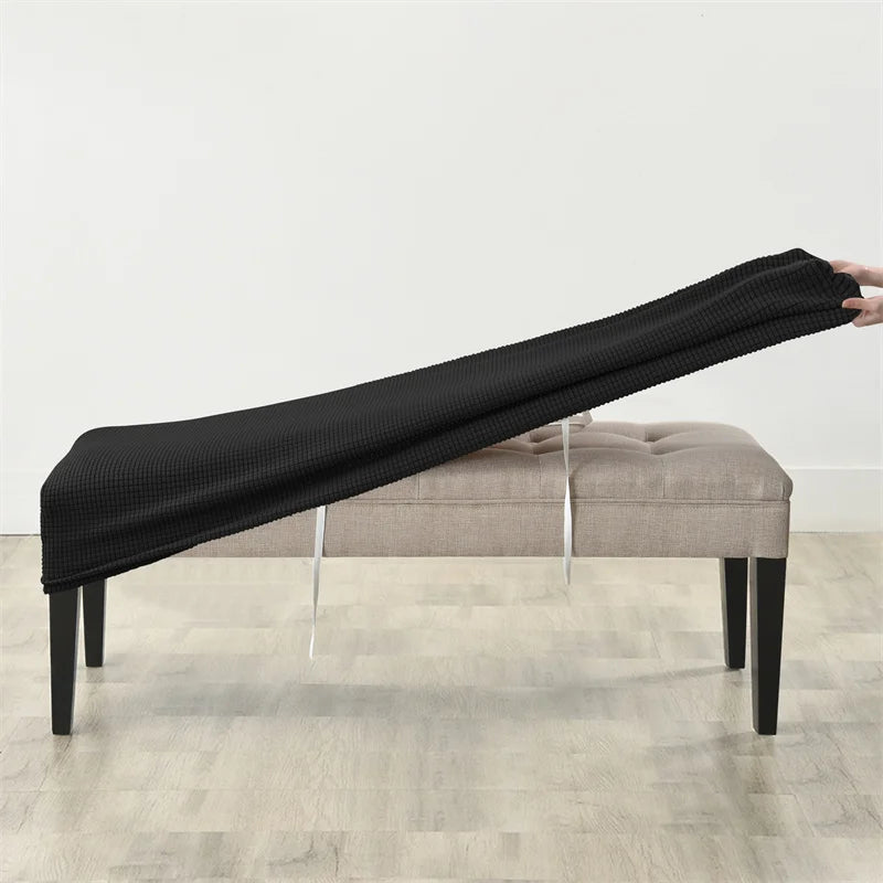 1pc Elastic Ottoman Cover Rectangle All-inclusive Stool Covers Solid Piano Bench Seat Covers Anti-dirty Removable Home Decor