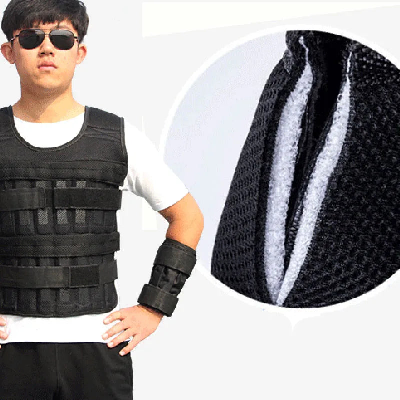 20kg Weighted Vest Adjustable Loading Weight Jacket Exercise Weightloading Gym Equipment Boxing Training Waistcoat Fitness Vest