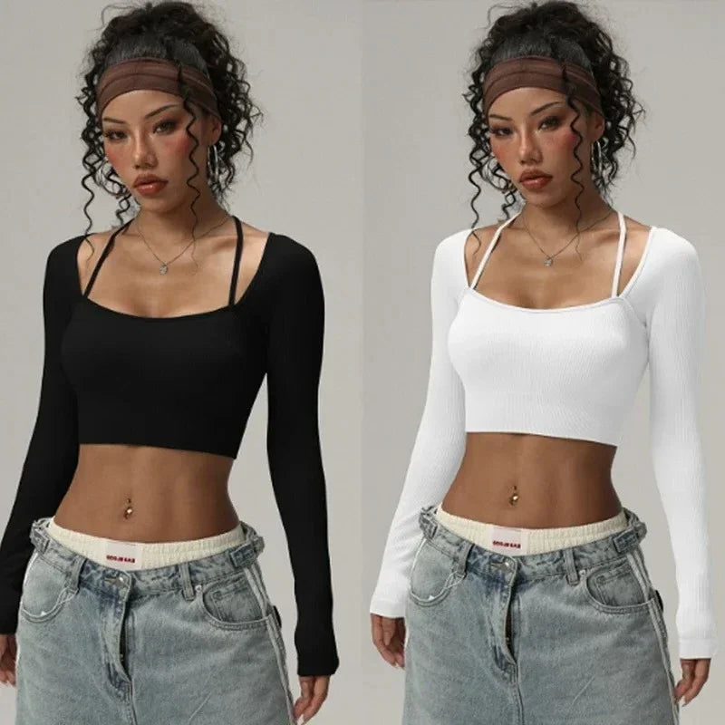 Europe and the United States threaded yoga clothing long-sleeved sports yoga vest one-piece yoga trousers female fitness