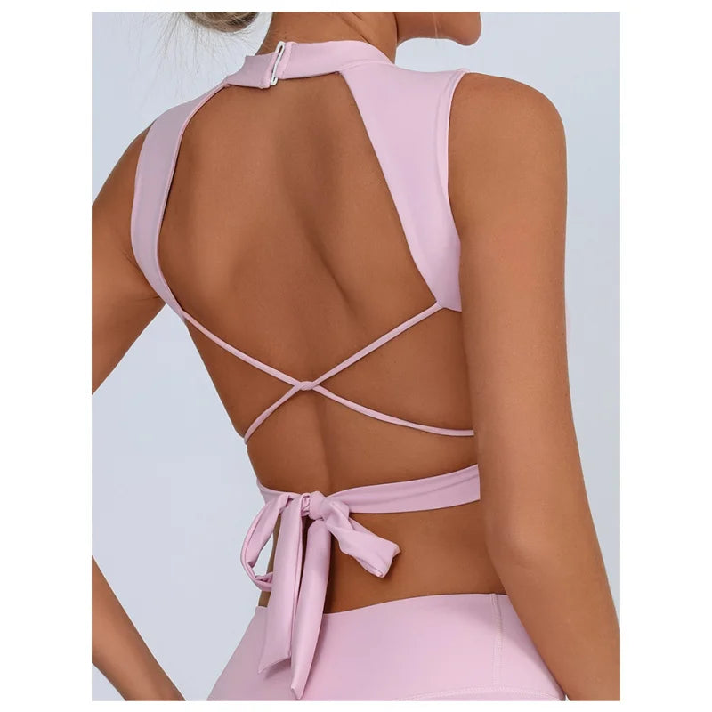 FUBEIKE Sports Bra Yoga Clothing Beauty Back Backless Quick-Drying Strap Sporty Woman Top Fitness Yoga Wear Sportswear