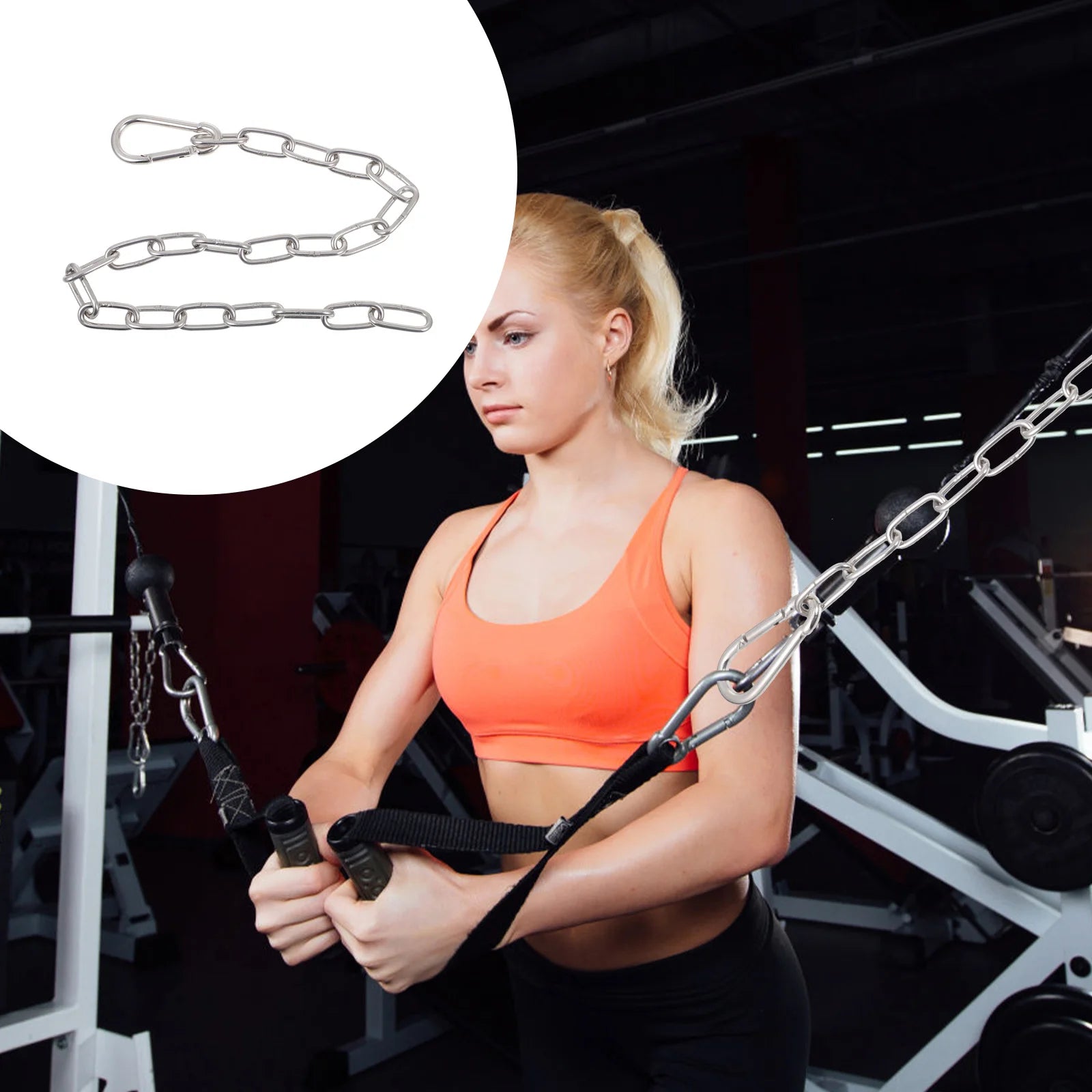 Chain Fitness Extension Gym Down Chains Duty Heavy Dual Workout Pulley Attachment Tricep Grip Triceps Bar Home Machine Cable