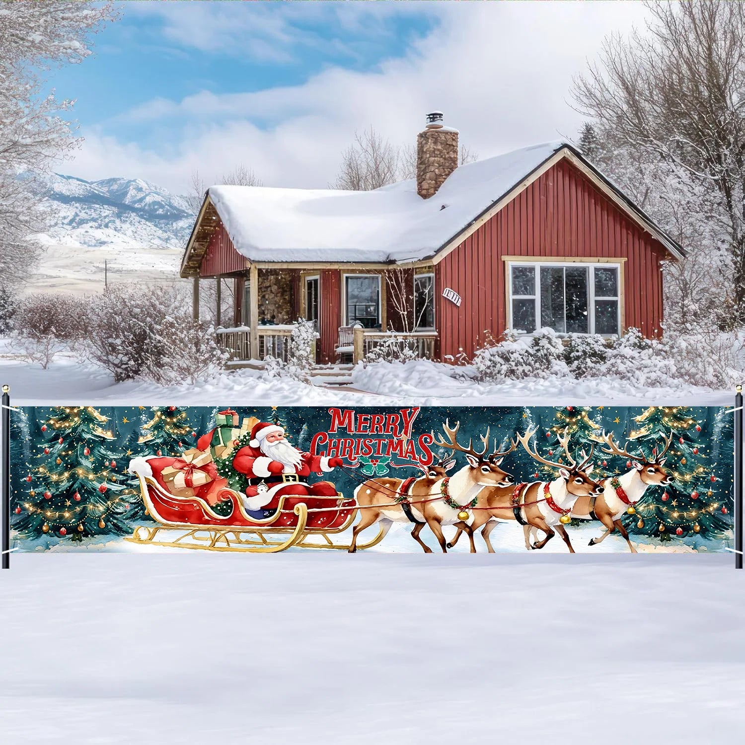 Merry Christmas Banner Christmas Party Decoration Kids Favor 2025 Xmas Santa Claus Banner Navidad Natal New Year Gift 2026