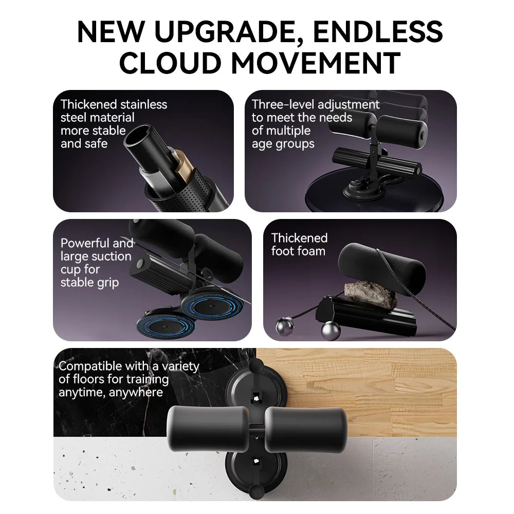 Situp Aid Exercise Rubber Suction Cups Floor Height Adjustable Non Slip Exercised Fitness Equipment Home Workout Sit Up