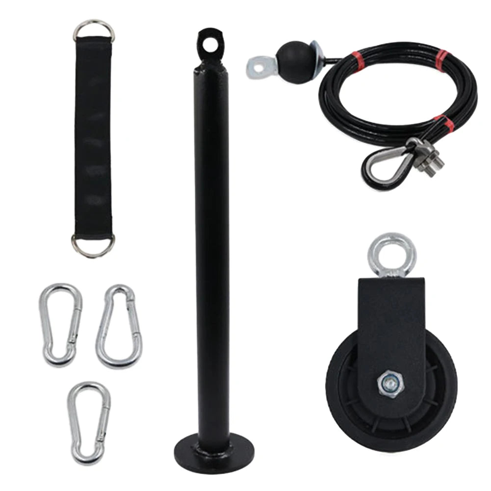 Home Gym Exercise Pulley System Equipment with Tricep Rope Carabiner Fitness LAT Lift Pulley System for Home Gym Weight Fitness