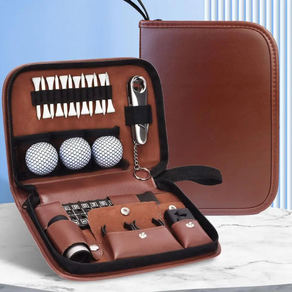 Golf Accessories Bag Faux Leather Storage Case Golf Balls Tees Divot Tool Rangefinder Scorer Waterproof Mini Telescope Golf Bags