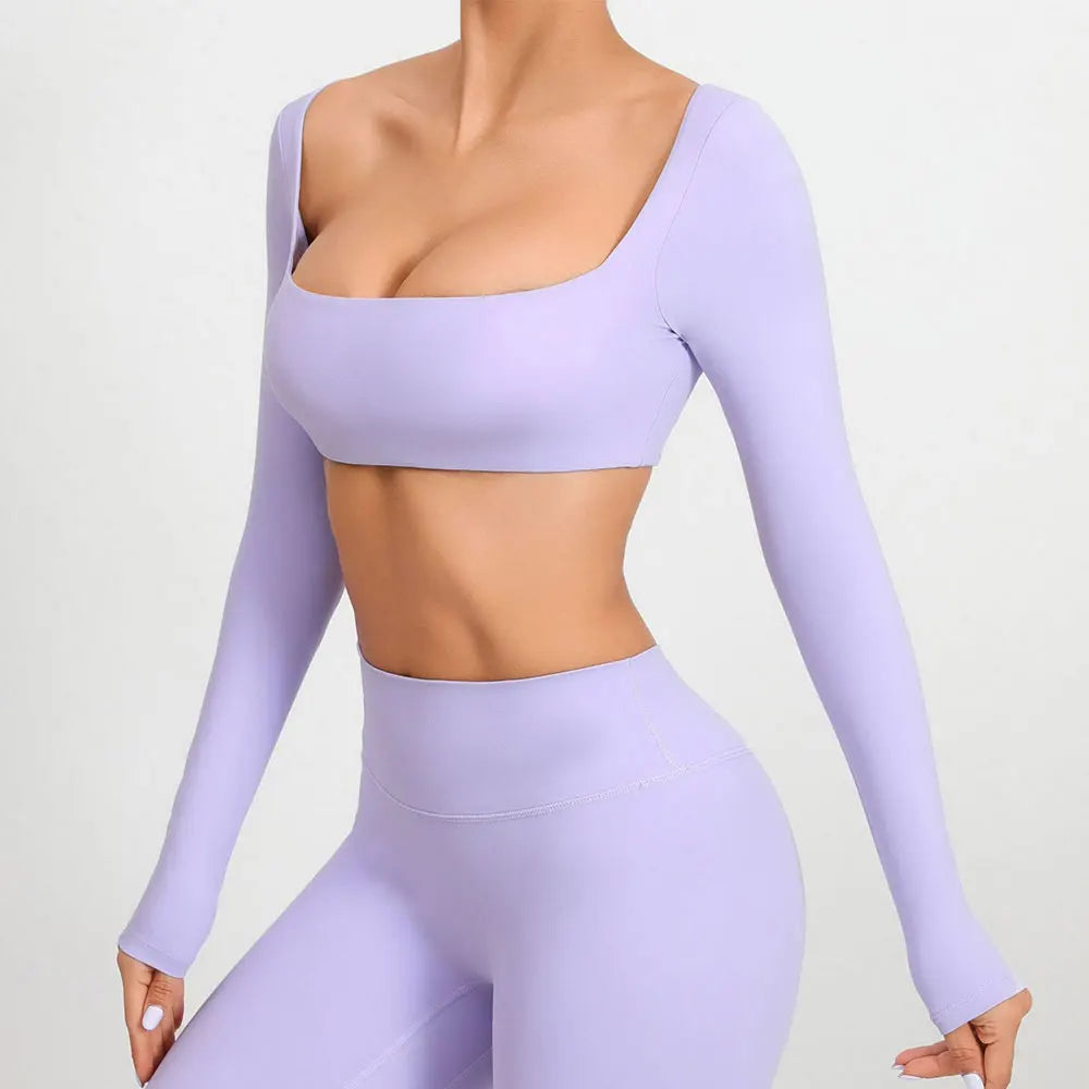 Sexy Naked Feeling Long Sleeve Yoga Clothing Stretch Female Outdoor Running Quick Dry Sportswear Women Training Tight Yoga Suit