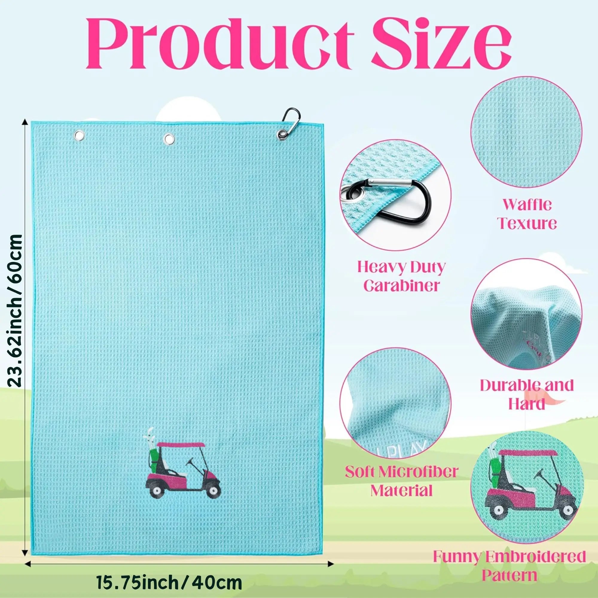 Funny Microfiber Premium Golf Towel, Embroidered Golf Towels for Golf Bags for Men&Women, Golf Accessories for Men Golfers