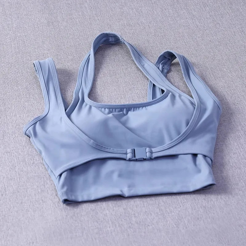 Women's High-Intensity Sports Bra - Running Yoga Top, Push-Up Support, Cross-Back Design, Built-In Layer, Outdoor-Ready