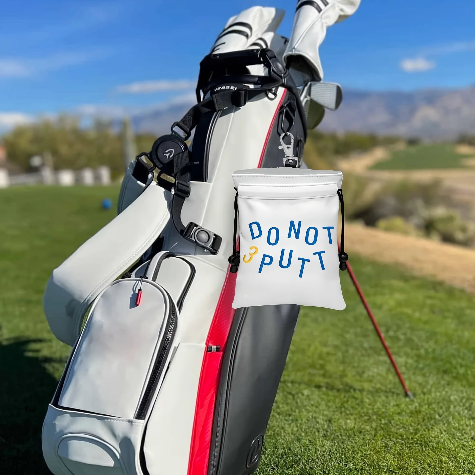 Golf Valuables Bag Made of, Featuring a Drawstring Closure. This Portable Pouch Is Perfect for Golf Balls. Ideal for Golfers, It