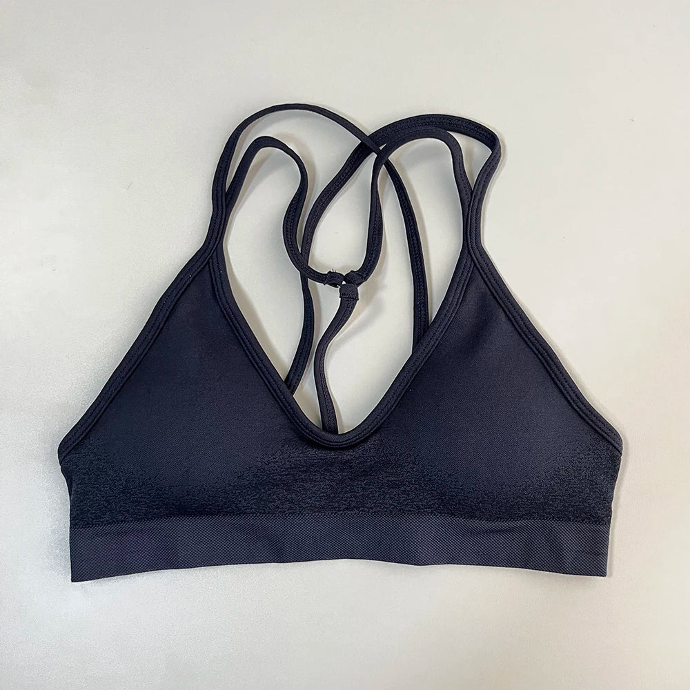 Ignite Cross Back Sports Bra Women Padded Yoga Bras Halter Fitness Gym Crop Top Running Impact Seamless Bra Workout Yoga Top