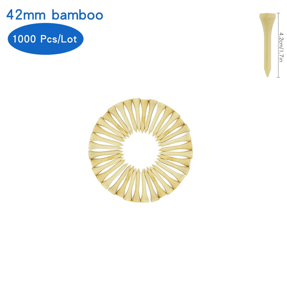 Bamboo Golf Tees Package of 1000 pcs 42mm 54mm 70mm 83mm Golf Tees Strong Tee Golf Ball Holder Drop Ship