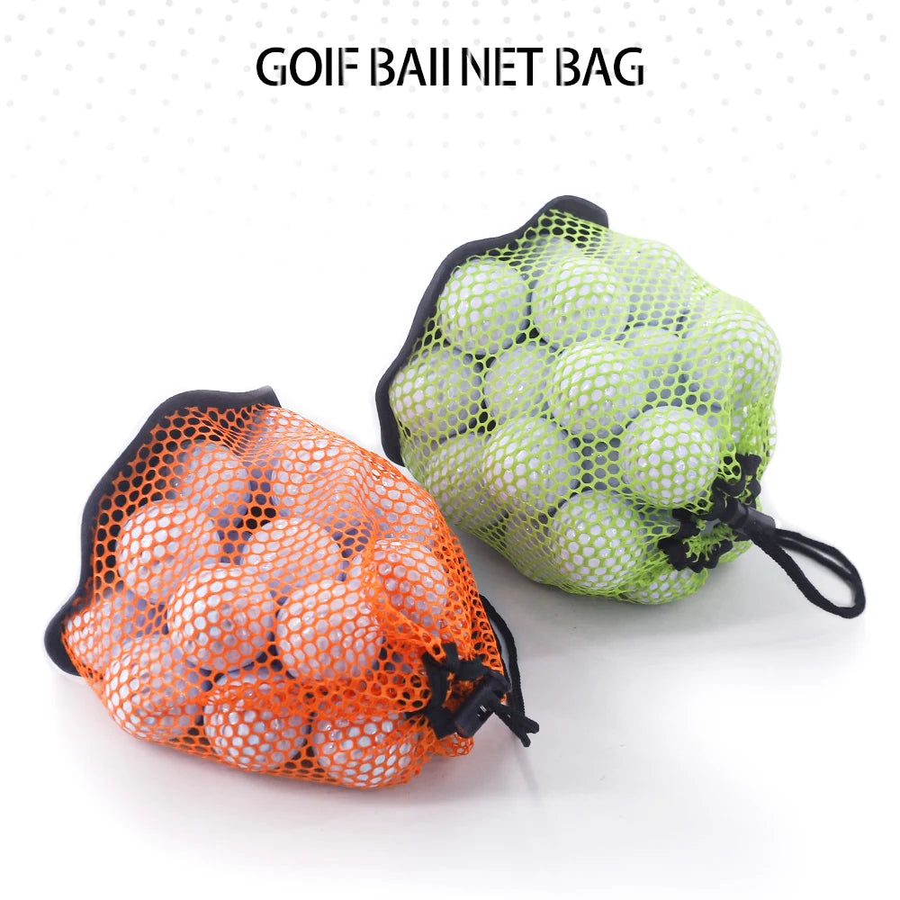 Portable Multipurpose Sports Mesh Net Bag Golf Ball Organizer Bag Drawstring Pouch Golf Sports Supplies Can hold 12/25/50 Balls