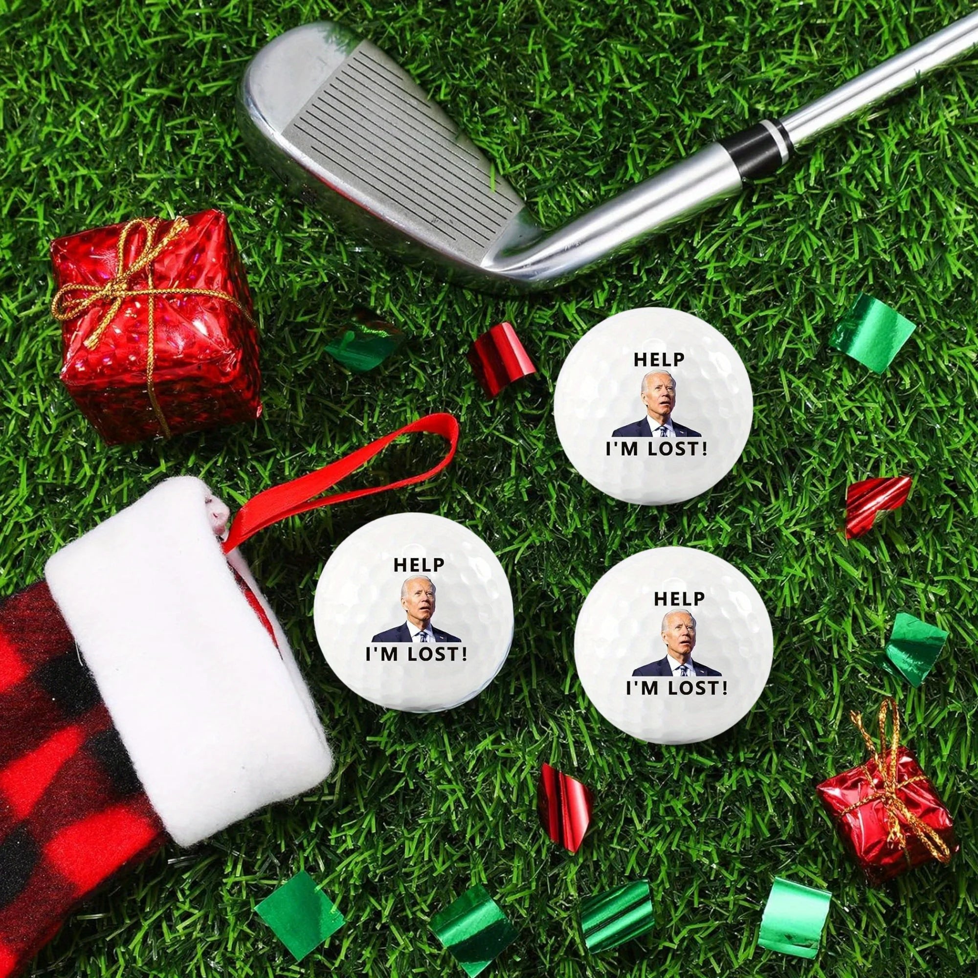 4 Pack Help I'm Lost Golf Balls Funny Novelty Humorous Confused Golf Balls for Golfer Dad,Great Gift For Golf Lovers