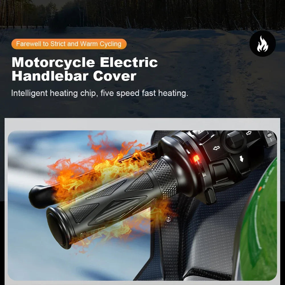 Motorcycle Hot Grip Motorbike ATV Scooter Electric Heated Grips 22mm 7/8" Handlebar Hand Warmer 5-Gear Adjustable Temperature