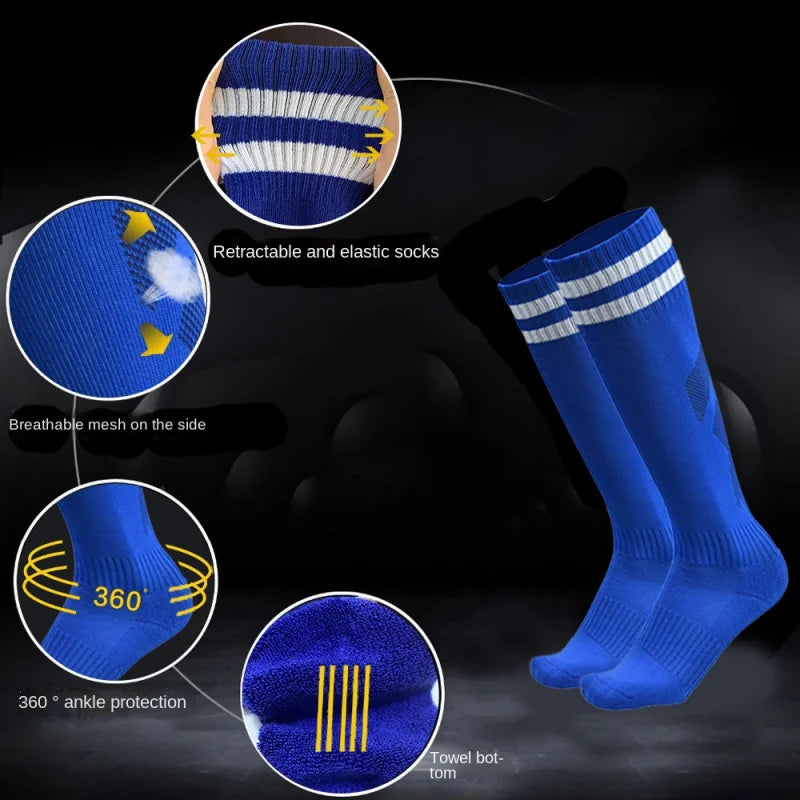 1 Pair Football Sports Socks Long Knee Cotton Spandex Kids Legging Stockings Soccer Baseball Ankle Adults Children Socks