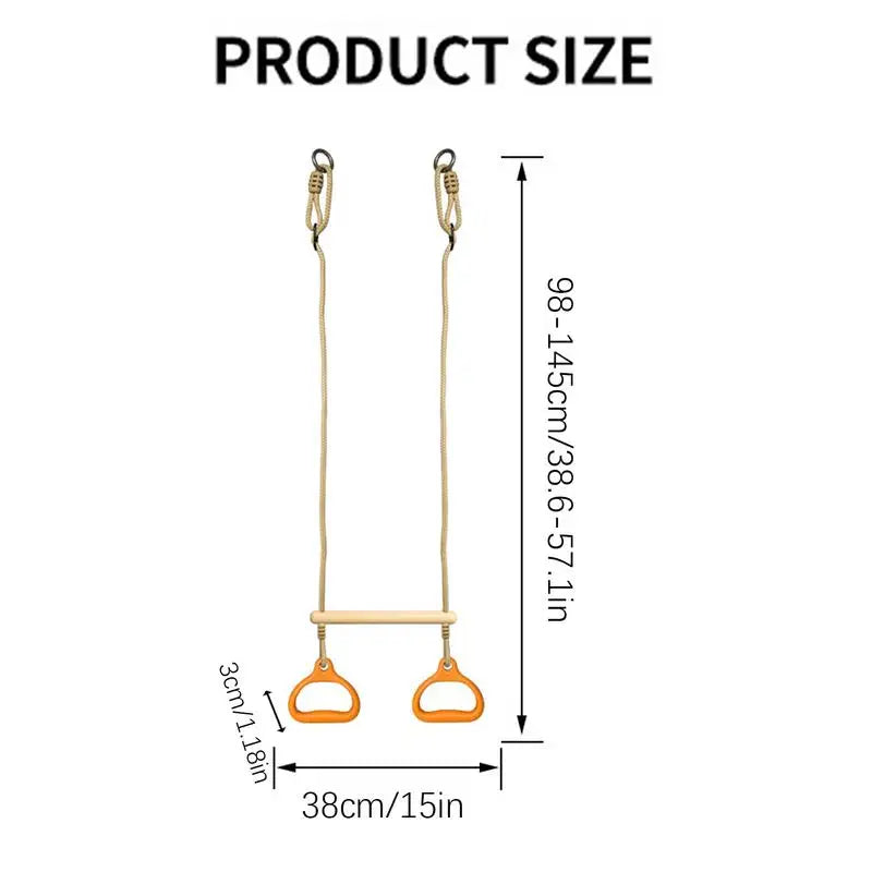 Trapeze Swing Gym Equipment Rings Bar Adjustable Sensory Ergonomic Stable Game For Kids Adults Children Backyard Playground