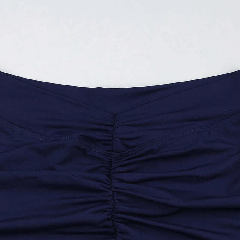 Darlingaga Casual Solid Ruched Skinny Summer Shorts Women Sportswear Gym Basic Short Pants Folds Yoga Clothing Streetwear Bottom