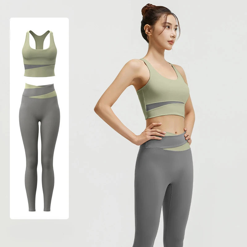 Yoga Set Women Clothing Sport Suit Sexy Sports Bra High Waist Sport Leggings Athletic 2 Piece Gym Set Workout Outfits Sportswear