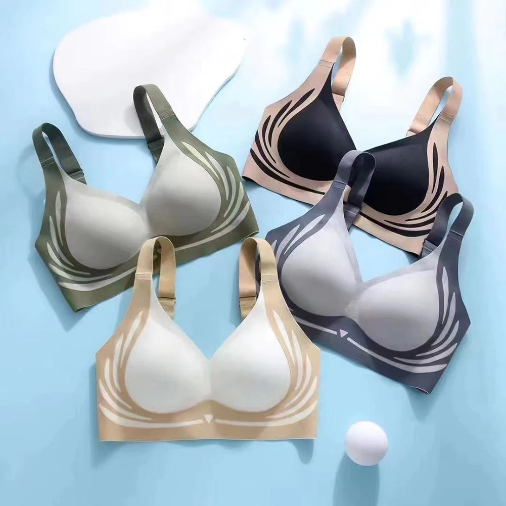 40-75kg Anti-Sagging Support Bra For Women Shockproof Sports Fixed Cup Bra For Running Riding Wire Free Bralette Yoga Vest