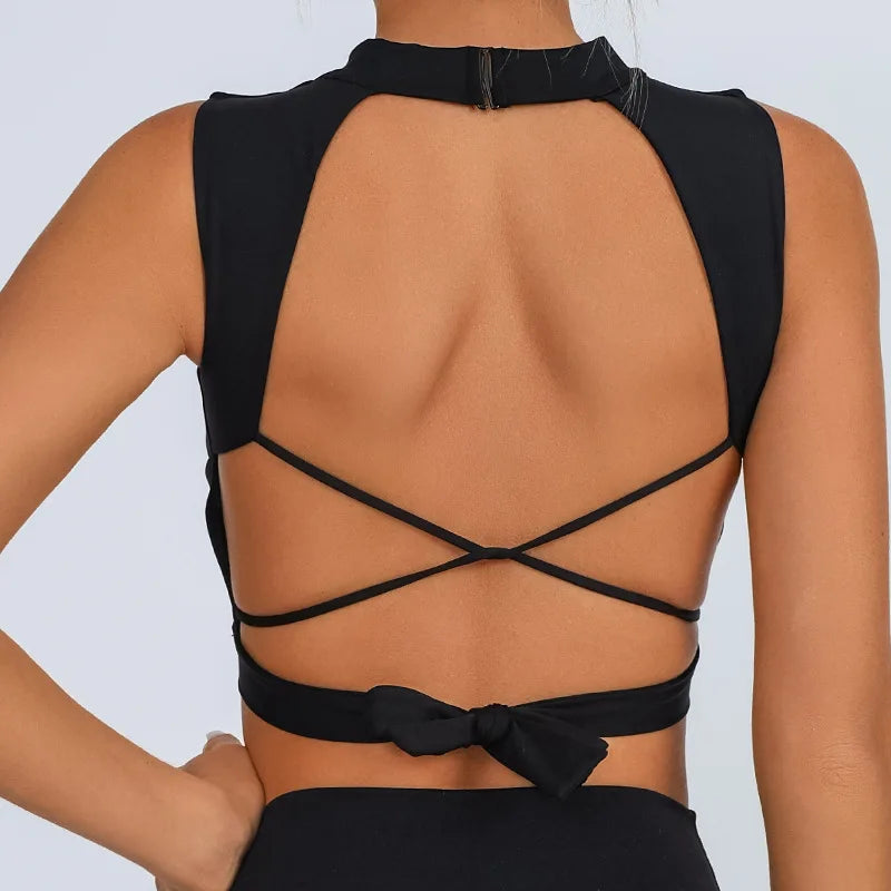 FUBEIKE Sports Bra Yoga Clothing Beauty Back Backless Quick-Drying Strap Sporty Woman Top Fitness Yoga Wear Sportswear
