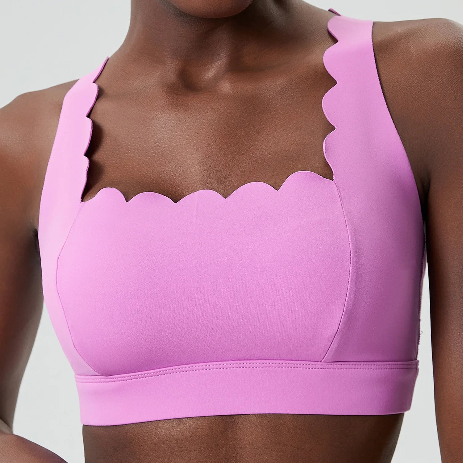 Lycra Sports Bra for Women Shock-proof Gym Workout Tops Lotus Arc Yoga Tops Square Neckline Push-up Bras Vest With Removable Pad