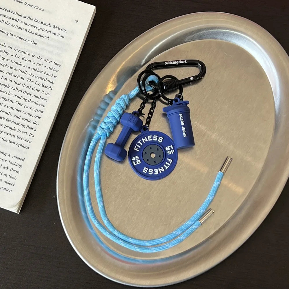 Mini Barbell Plates Key Chain with D-shaped Buckle Kettlebells Simulation Dumbbells Keyring Water Cups Creative