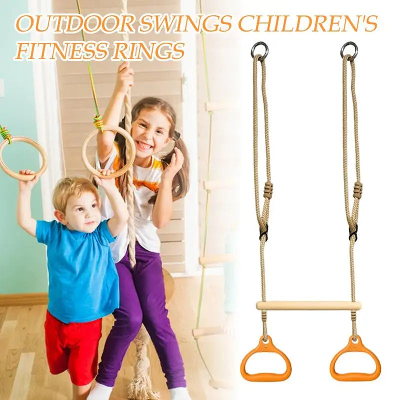 Trapeze Swing Gym Equipment Rings Bar Adjustable Sensory Ergonomic Stable Game For Kids Adults Children Backyard Playground