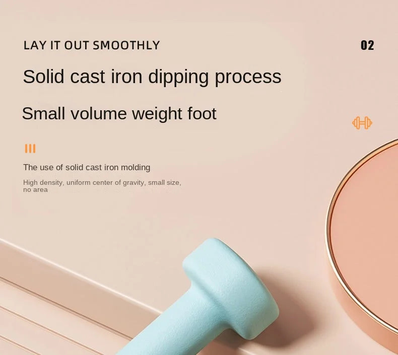 Yoga Flat Head Scrub Impregnated Plastic Dumbbells For Men And Women Home Exercise Sports Equipment Solid Cast Iron Dumbbells