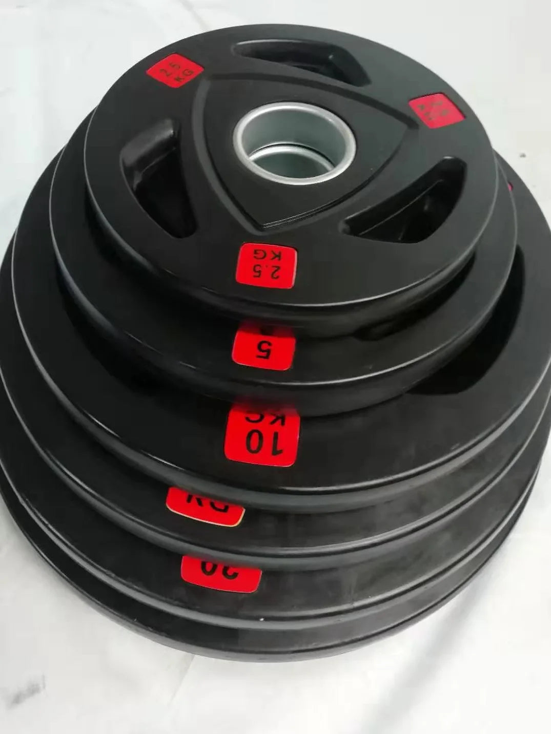 Unisex Rubber Barbell Plate Set 2.5-30kg Gym Weight Plate Set Hot Selling Standard Color Barbell Plates