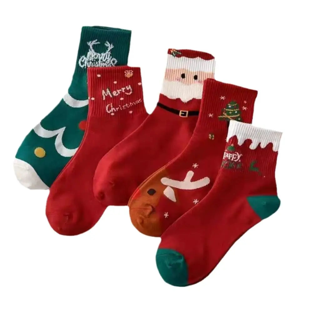 2025 Christmas Socks 5Pairs Christmas Socks Animal Girls Christmas Gifts For ChildrenKawaii Cartoon Santa Claus Snowman
